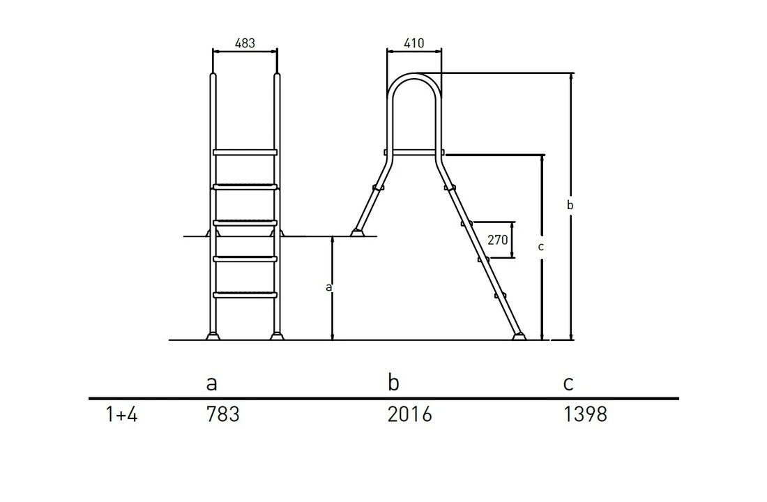 Flexinox Zwembadtrap A-Frame 1 + 4 Treden AISI 304 2 Flexinox Zwembadtrap A-Frame 1 + 4 Treden AISI 304 - Afbeelding 2