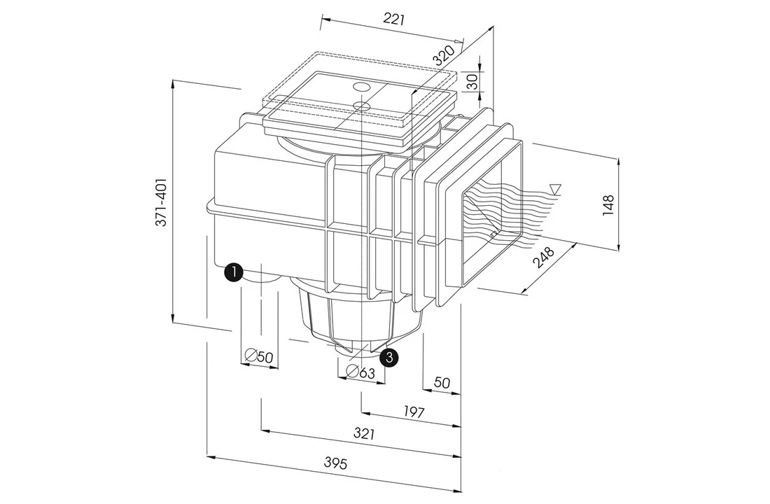 MTS MTS V20 Skimmer Flensset Voor Foliebaden RVS 2 MTS MTS V20 Skimmer Flensset Voor Foliebaden RVS - Afbeelding 2